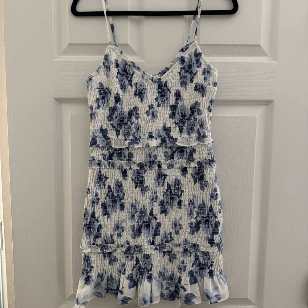 Abercrombie & Fitch Navy and White Smocked Mini Dress